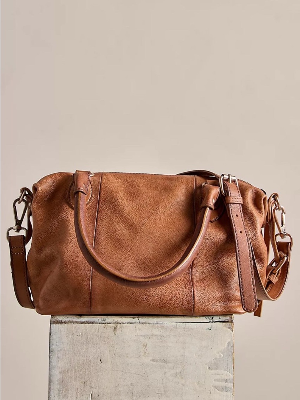 We The Free Cognac Leather Satchel with Tassel Zips - Picture 2 of 4